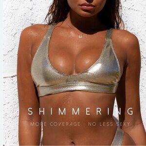 NWT MINIMALE ANIMALE sz Large The Isle Bikini Top Starry Sky Shimmer